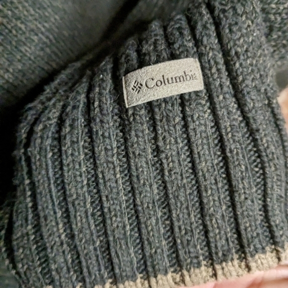 Columbia Large Men's Olive Green‎ w/ Tan Trim Crewneck Pullover Sweater - Picture 4 of 12